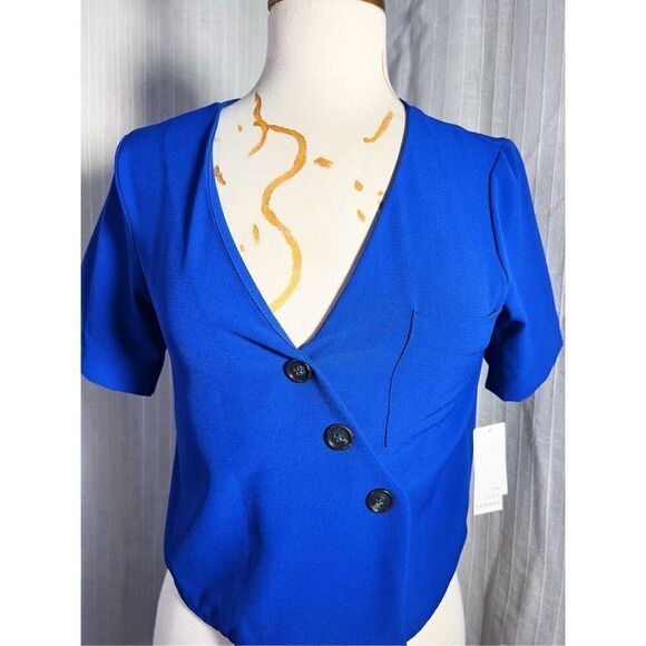 Nordstrom Women's Cobalt Blue and Black Crop-Top Size XS - Picture 2 of 5